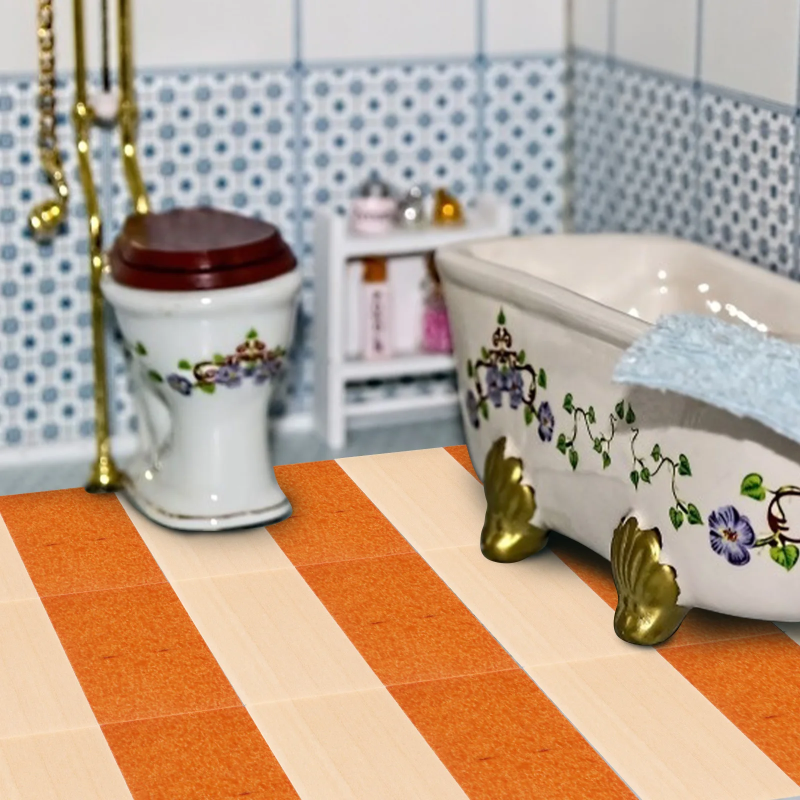 

48 Pcs Double Sided Wooden Checkerboard Floor House Simulated Mini Flooring
