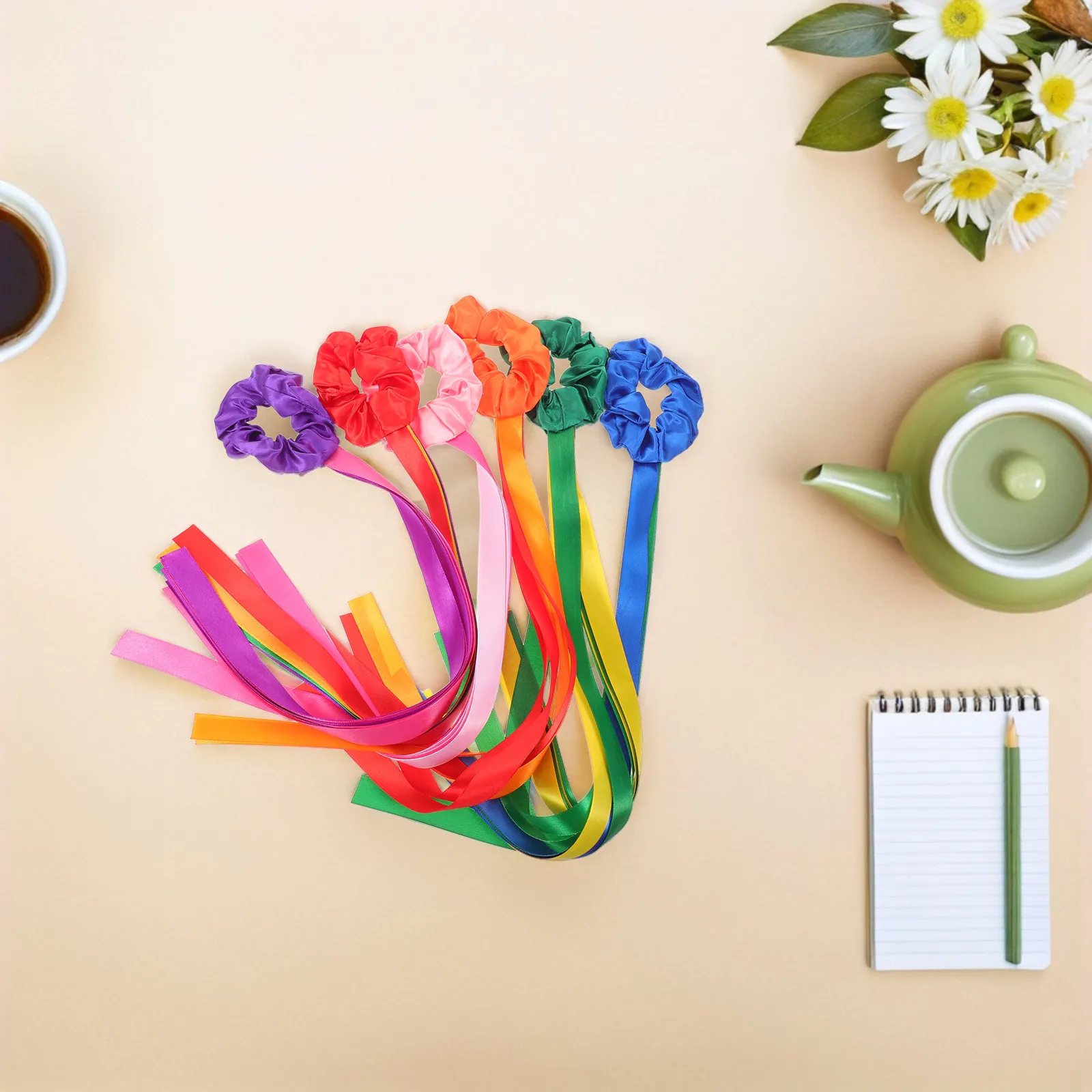 6 Pulseras Coloridas de Gimnasia para Niñas, Cintas de Animadoras, Decoraciones de Muñeca para Actuaciones de Baile Preescolar, para Gimnasia Rítmica