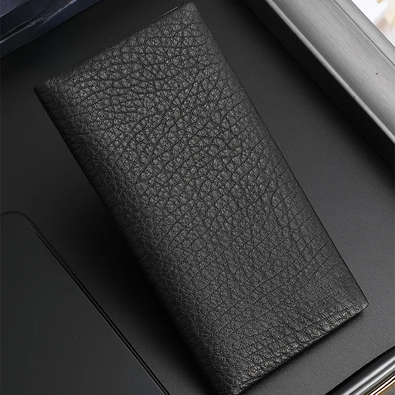 Long Leather Wallet for Men Top Layer Cowhide Luxury Business Multi-Card Slot Wallet Elegant Stylish Durable Money Clip