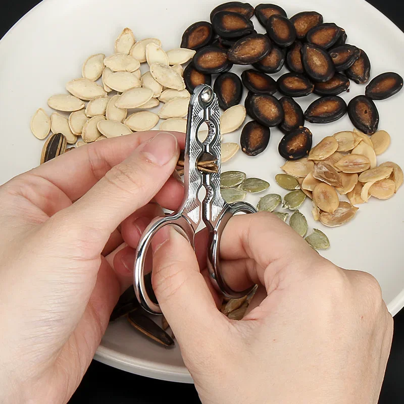 Stainless Steel Melon Seed Lazy Artifact Opener Nutcracker Nut Shell Cracker Seed Pistachio Sheller Peeling Pliers Kitchen Tool