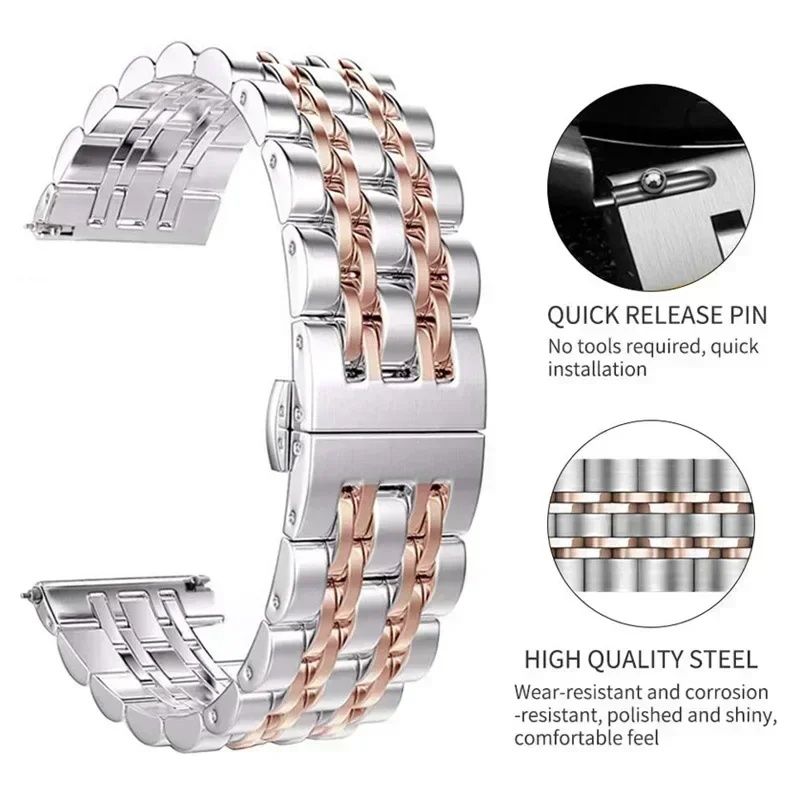 22mm Stainless Steel Strap For Amazfit Balance 2/Cheetah Pro/Round Bracelet Correa For Amazfit Bip 6 5/GTR 47MM/GTR 4 3 2 2e