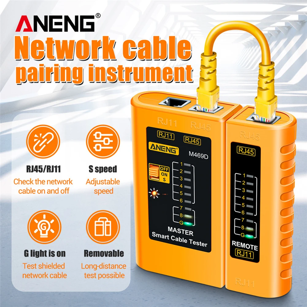 ANENG M469D Cable lan Tester Network Cable Tester RJ45 RJ11 RJ12 CAT5 UTP LAN Cable Tester Networking Tool Network Repair