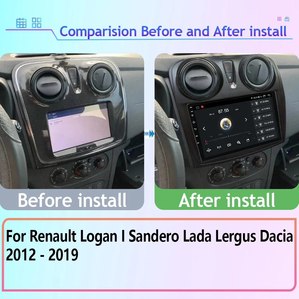 Android Auto For Renault Logan I Sandero Lada Lergus Dacia 2012 - 2019 Car Radio Multimedia Video Player Navigation GPS 4G WIFI