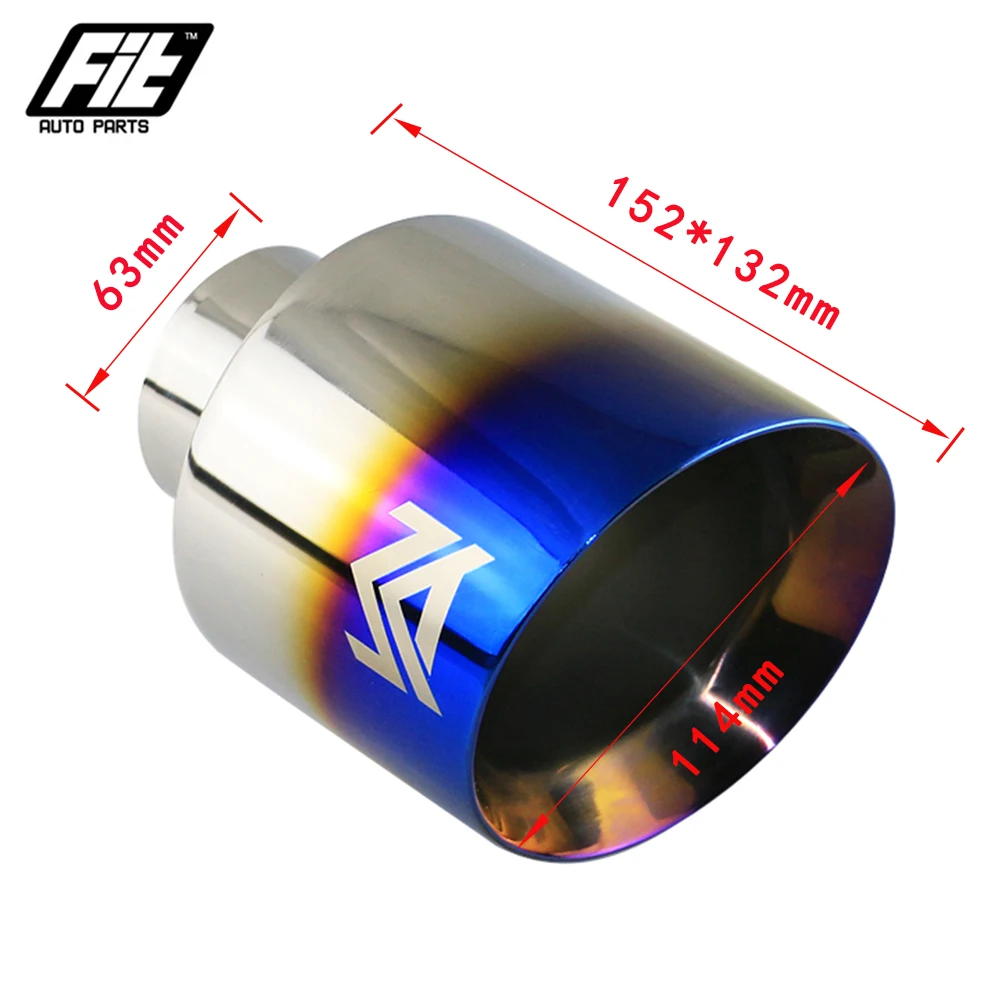 Universal Car Exhaust End Tip Stainless Steel 63mm 76mm Inlet 114mm 127mm Outlet Slant Muffler Tail Pipe