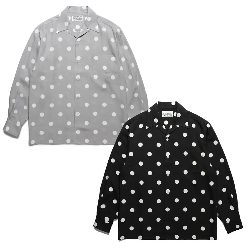 

2024ss Black Grey Hawaii Shirt Dots Printing Casual Lapel Men Woman Best Quality Comfortable Tops Tee