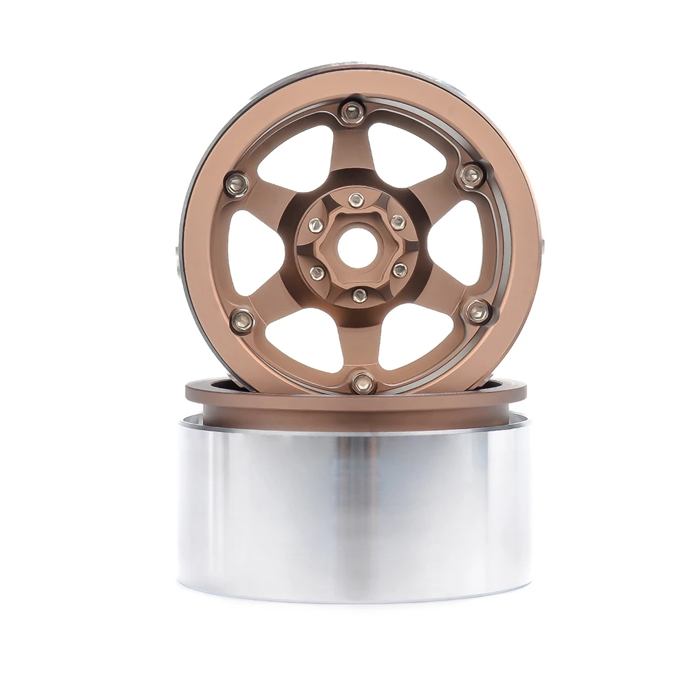 PYFORE 2,2 Zoll Beadlock Metallfelge mit Nabenkern, Kletterreifen 64x35mm, 12mm Adapter für 1/10 1/8 RC Modellauto Crawler Zubehör – Detail 18