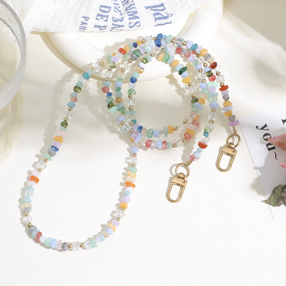 Colorful Long Beads Phone Chain Pendant For IPhone Acrylic Beads Phone Rope Strap Bag Decoration For Women Jewelry Gifts