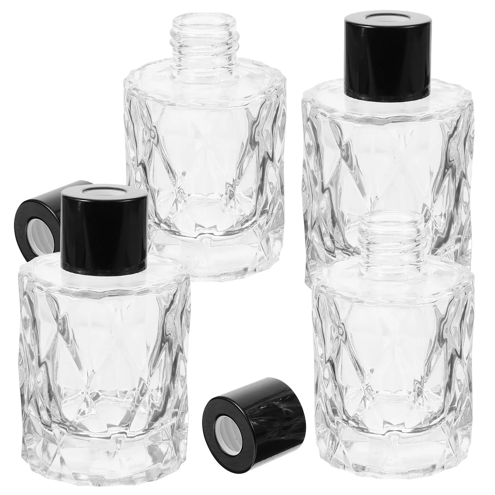 4 قطع من زجاجات الناشر الزجاجية القابلة لإعادة الملء، حاويات رائحة فارغة للمنزل وغرفة النوم وغرفة المعيشة والمكتب وعطور الزيوت العطرية #1