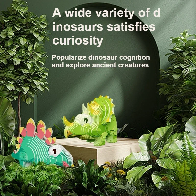 Triceratops 3D fai da te fatto a mano puzzle di carta giocattolo puzzle per bambini puzzle blocchi di costruzione animale modello creativo ornamento