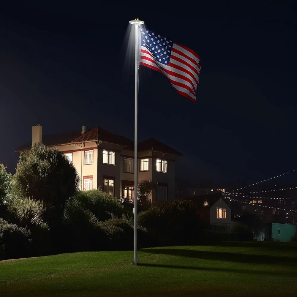 

30Ft Heavy Duty Flagpole Kit with Solar Light - 13Gauge Aluminum, High Wind Resistance for Residential & Commercial Use