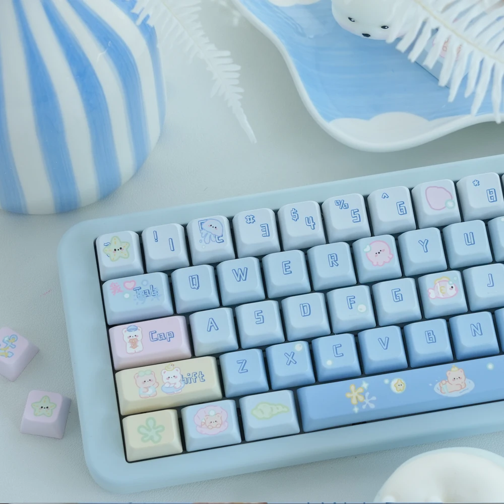 1 Set Star Ocean Cubs Keycaps PBT Dye Sublimation Keycap MDA Profile Key Caps For Keychron Q2 K2 Anne GH60 GK64 Poker 75 980