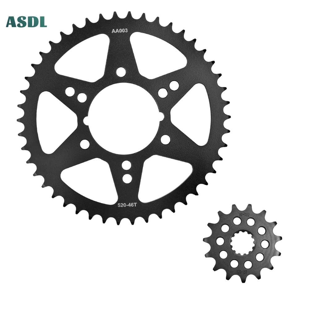 

520 46T 15T Front and Rear Sprocket for Kawasaki EN650 ER-6f EX650 ER-6n ER650 Ninja 650R KRT KLE650 07-18 Z650 ER650 Z650RS