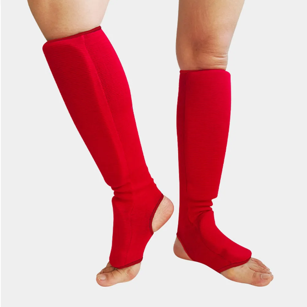 Профессиональные щитки для ног для бокса, каратэ, встроенная защита голени при супинате, трикотажная одежда для ног со спортивным защитным снаряжением