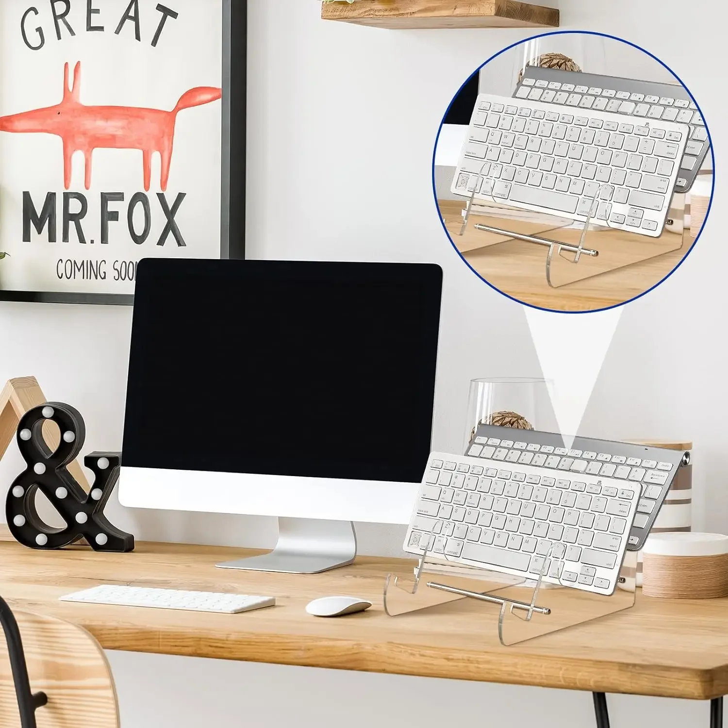 Laptop Stand Transparent Acrylic Keyboard Stand for Macbook HP Computer Mechanical Game Keyboard Holder Layer Rack Keyboard Tray image 4