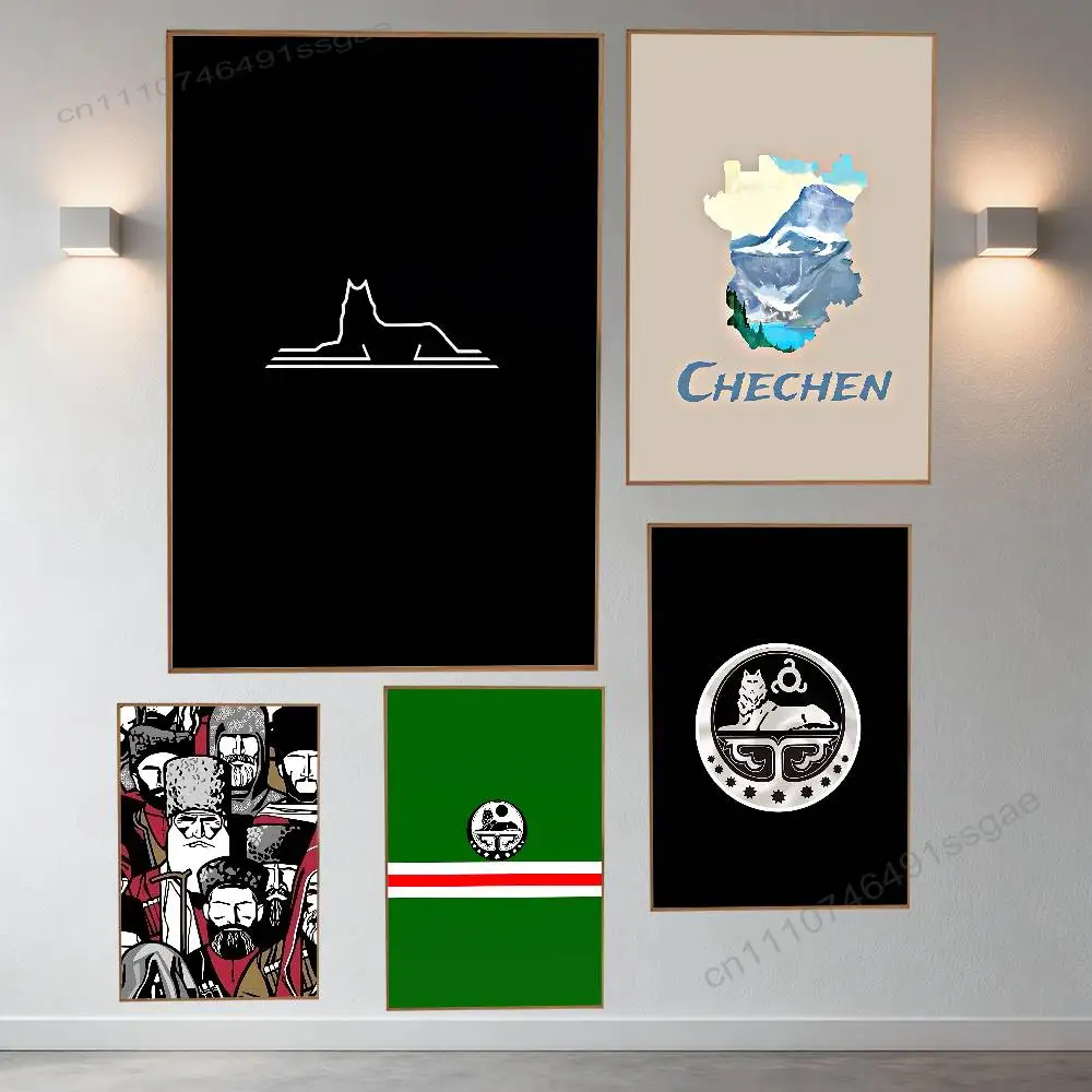 

Chechen Coat Of Arms Poster Retro Paper Sticker DIY Room Bar Cafe Aesthetic Art Wall Painting