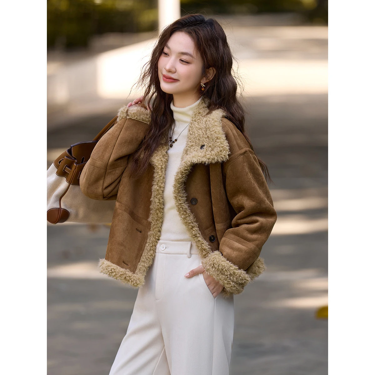 VIMLY chaqueta Vintage de piel sintética para mujer, abrigos femeninos de un solo pecho con forro polar y cuello de solapa, prendas de vestir exteriores de cuero cálidas 30555