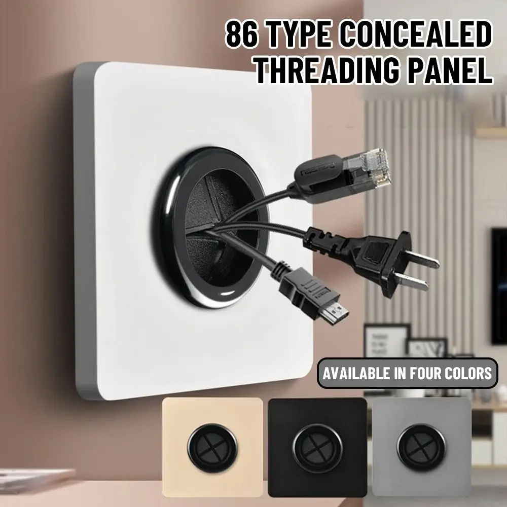 1Pcs 86Type Wall Blank Panel With Outlet Hole Decorative Cover Cable Socket With Rubber Pad Cable Organizer Storage