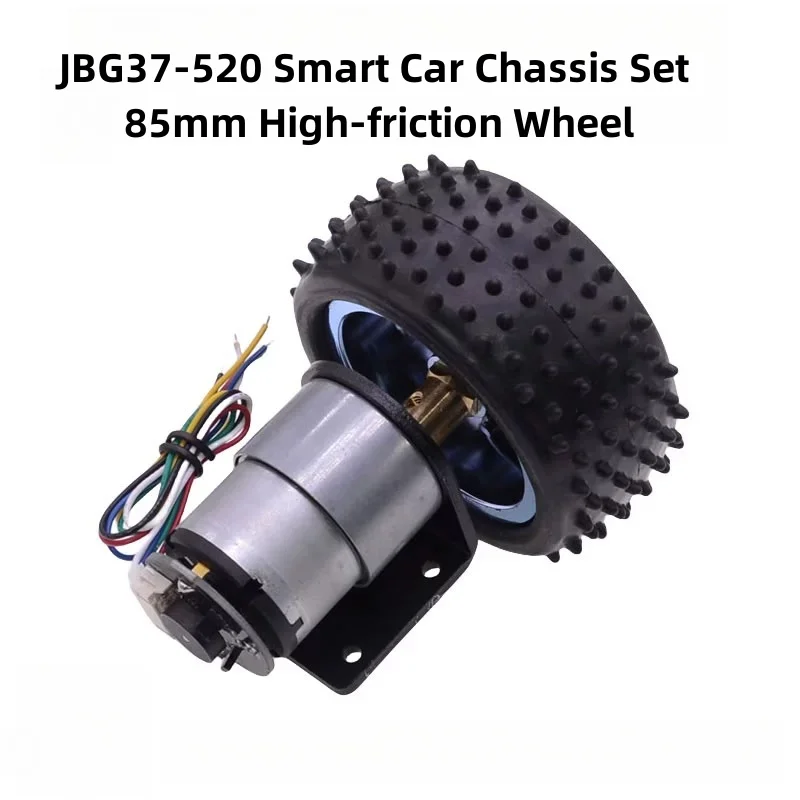 DC6V12V JBG37-520 Gear Motor Smart/Intelligent Car Chassis Set Hall Encoder 85mm High-friction Wheel/Tyre Bracket Coupling DIY