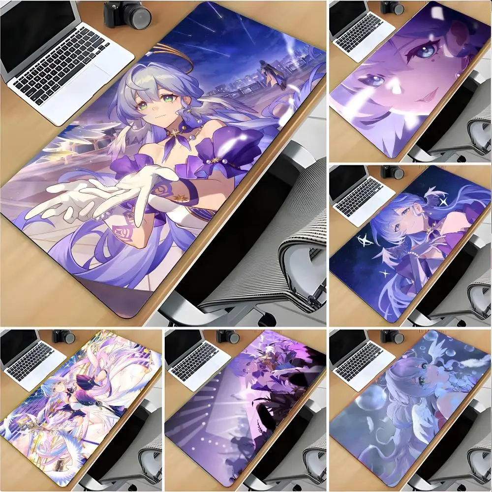 R-Robin Honkai Star Rail Mouse Pad Large Mouse Pad Desk Mat Non‑Slip Gaming Board Game Mat with Stitched Edges