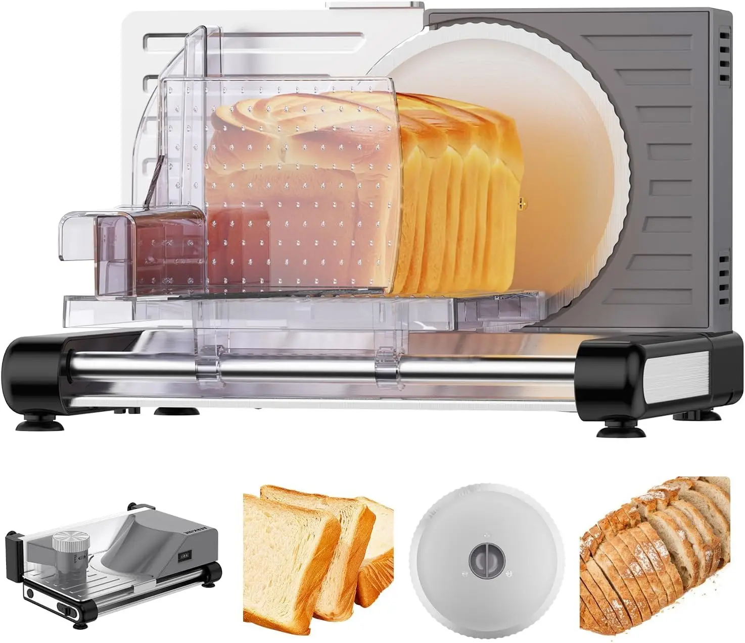 

Electric Meat Slicer Machine for Home - 120W with Removable Stainless Steel Blades, Adjustable Thickness 0-18mm