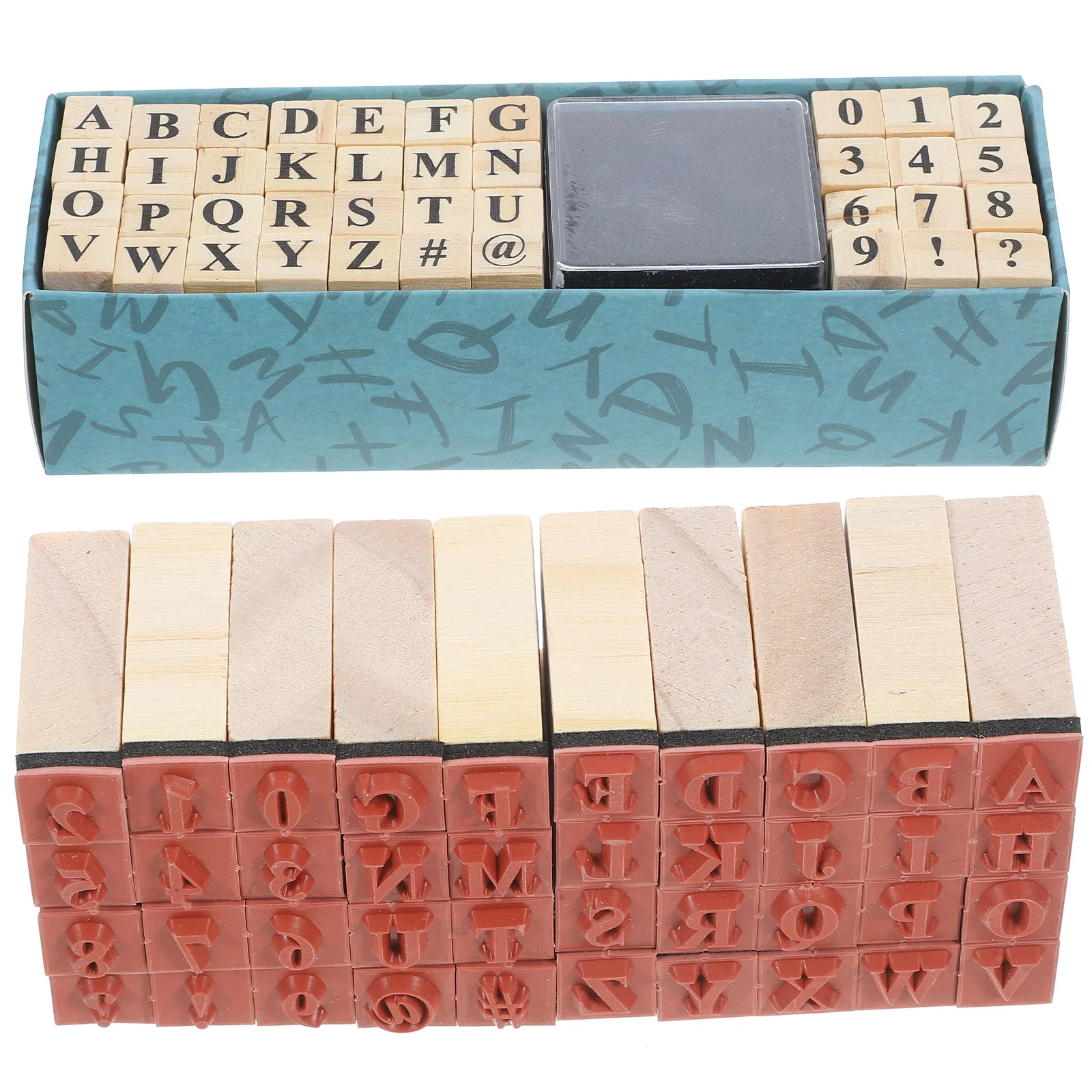 40pcs Wooden Alphabet Letter Craft Alphabet Stamp Set Supplies Scrapbook Journaling Tools Wooden Stamp Set