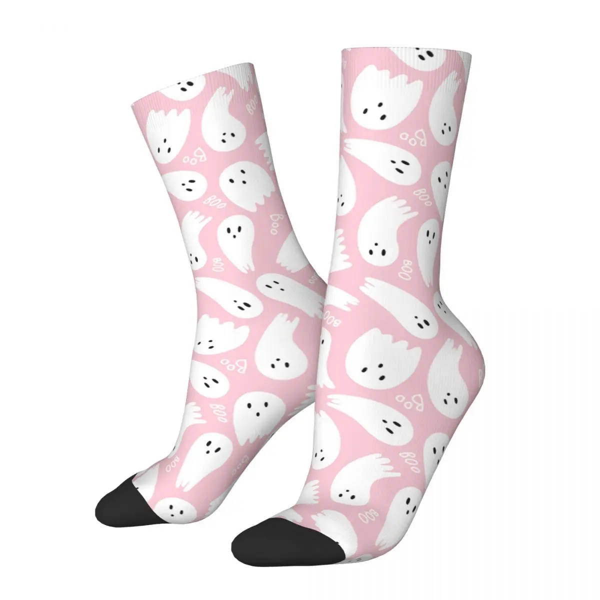 Fashion Men's Socks Novelty Pink Cute Halloween Ghost Sock Boo Sport Women's Socks Spring Summer Autumn Winter