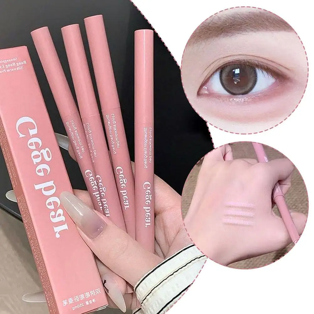 2 in1 マットピンク ブライトン ライイング シルクワーム 下まぶたメイク コンターペン ﻿   ダブルエンドアイライナーペンシルハイライターブロンザー