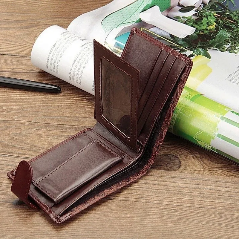 Men's Trifold Wallet Clutch Money Bag Patchwork Leather Coin Pocket Card Holder Short Male Purse