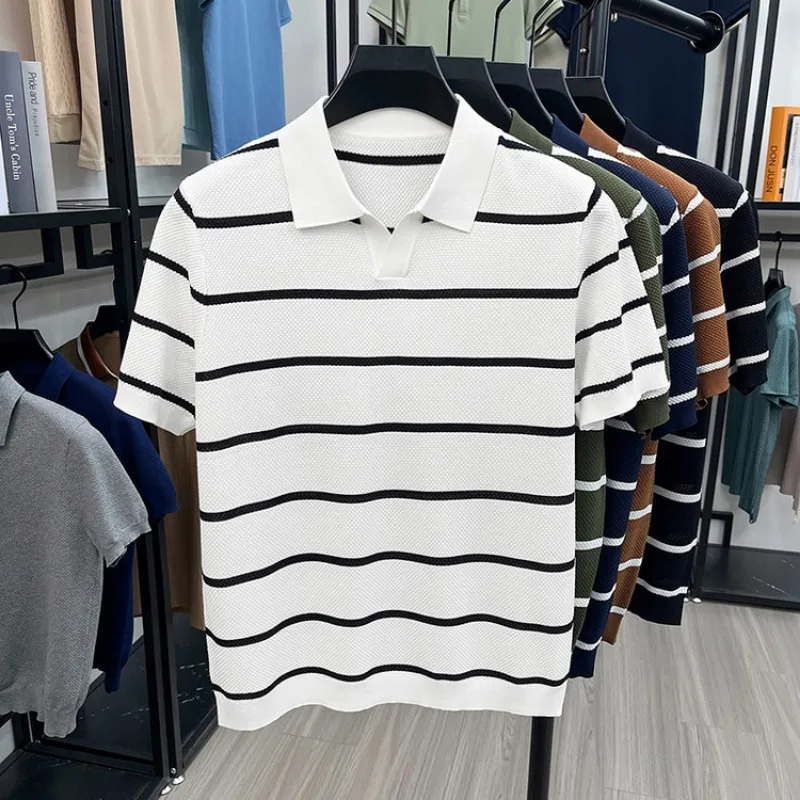 Men Polo Shirts T Shirt Casual Short Sleeve Classic Cotton Knit Golf Tee Top For Summer Business Daily Wear