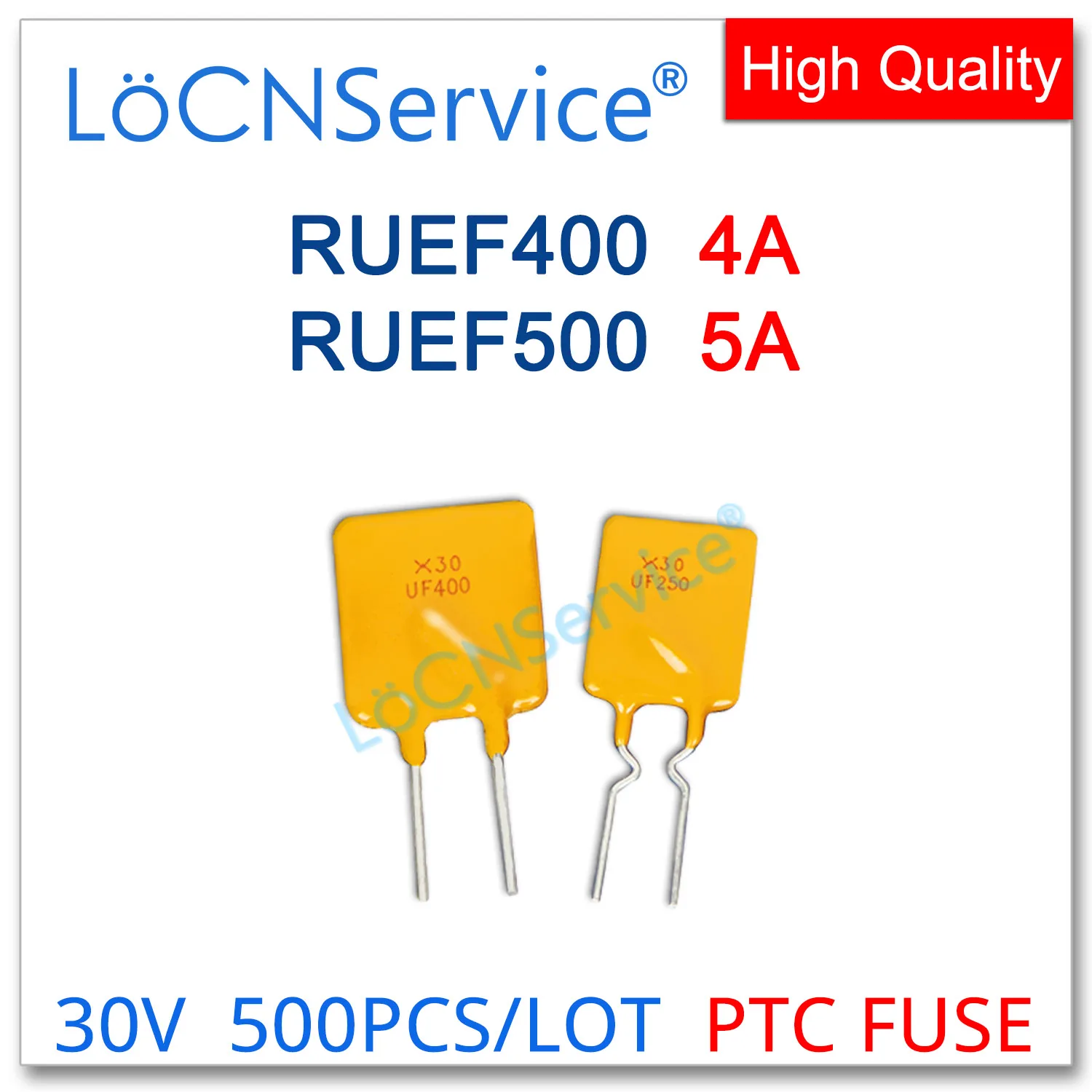 LoCNService 500PCS  RUEF400  RUEF500 30V 4A 5A UF400 UF500 Resettable Fuse PTC DIP Chinese High Quality RUEF