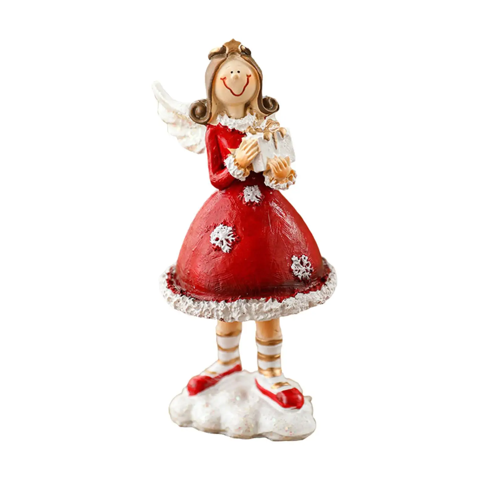 Christmas Angel Resin Figurine Small Ornament Sculpture for Home Desktop Decor Shelf Window Display Gift