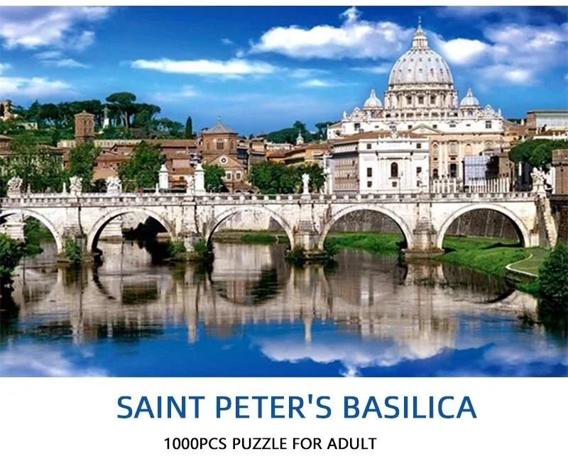 75*50cm 1000pcs Jigsaw Puzzle Saint Peter's Basilica Home Decoration Painting Adult Stress Relief Educational Toys