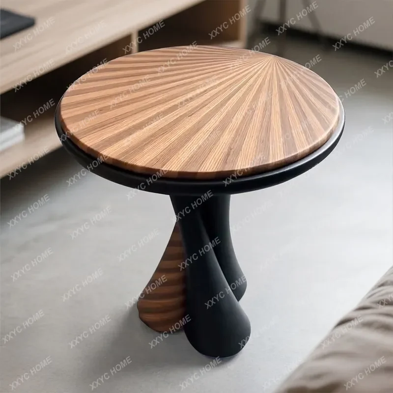 

Solid wood edge few medieval sofa side table living room retro small round table