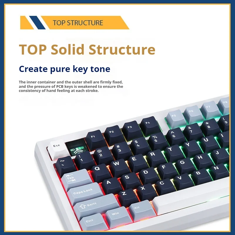 Darmoshark Top 98 Wireless Three Mode Mechanical Keyboard Side Carved Customized Hot Swappable 96key Gaming Office Keyboard