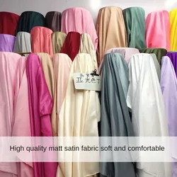 Matte Satin Fabric By Meters for Dress Lining Headwear Background Diy Sewing Needlework Cloth Smooth Breathable Soft Plain Pink