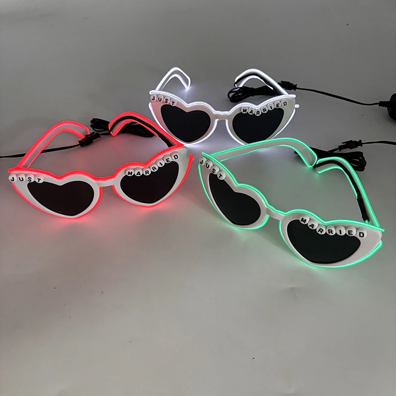 LED-Brille, nur verheiratet, Hochzeit, Braut, Überraschungsgeschenk, Paar-Brille, Souvenirs, leuchtende Herz-Brille, verheiratete Sonnenbrille – Detail 2