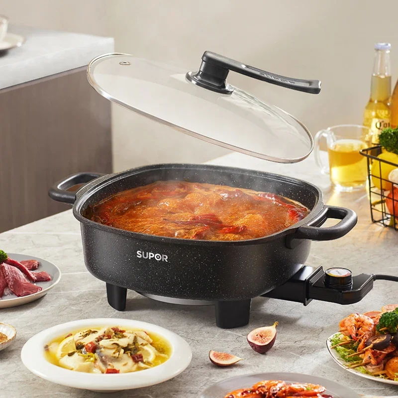 Electric Chafing Dish Household Multi-Functional Electric Caldron Food Warmer Hot Pot Small Electric Heat Pan Non-Stick Pan