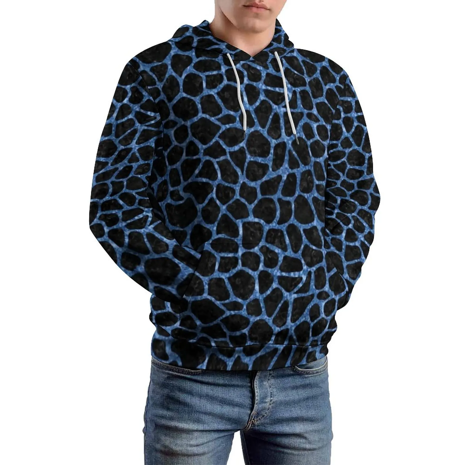 

Blue Giraffe Casual Hoodies Long-Sleeve Animal Spots Print Kawaii Hoodie Winter Man Street Style Oversized Hooded Sweatshirts