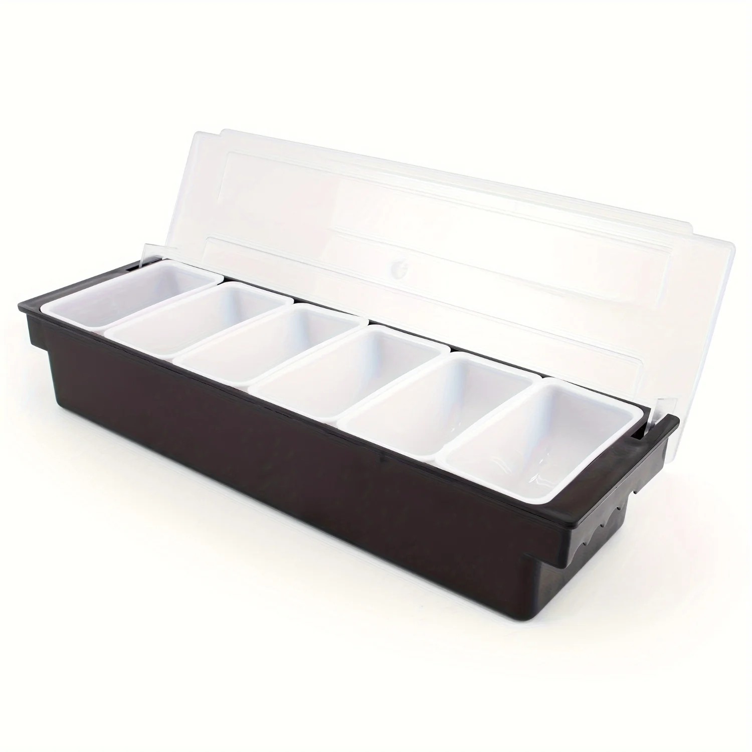 6 Tray  Top Food & Garnish Station With Lid - Condiment Dispender For Bartending, , Ice Cream, Fruit, Salad  - Topping Organizer