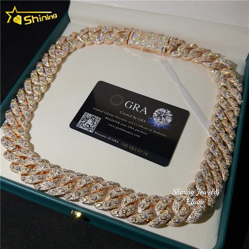 Quality Hip .High Hop Custom Diamond Cuban Link 20MM Width Iced Out Jewelry 925 Sterling Silver Moissanite Cuban Link Chain