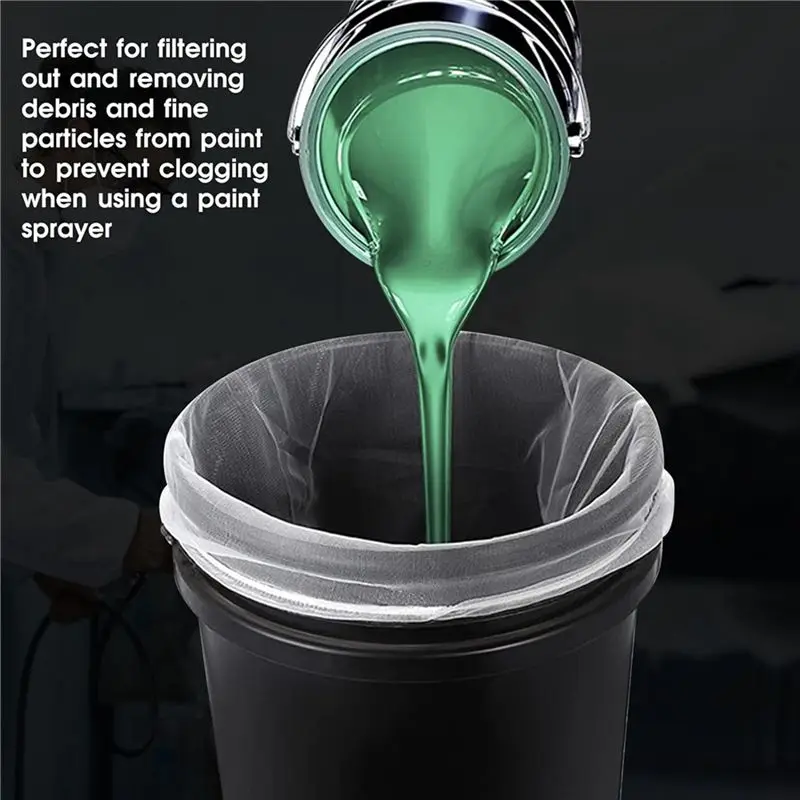 ABUI-30 Pcs Paint Strainer Bag, 1 Gallon Paint Filter With Elastic Drawstring White Fine Mesh Top Opening Nylon Mesh Filter