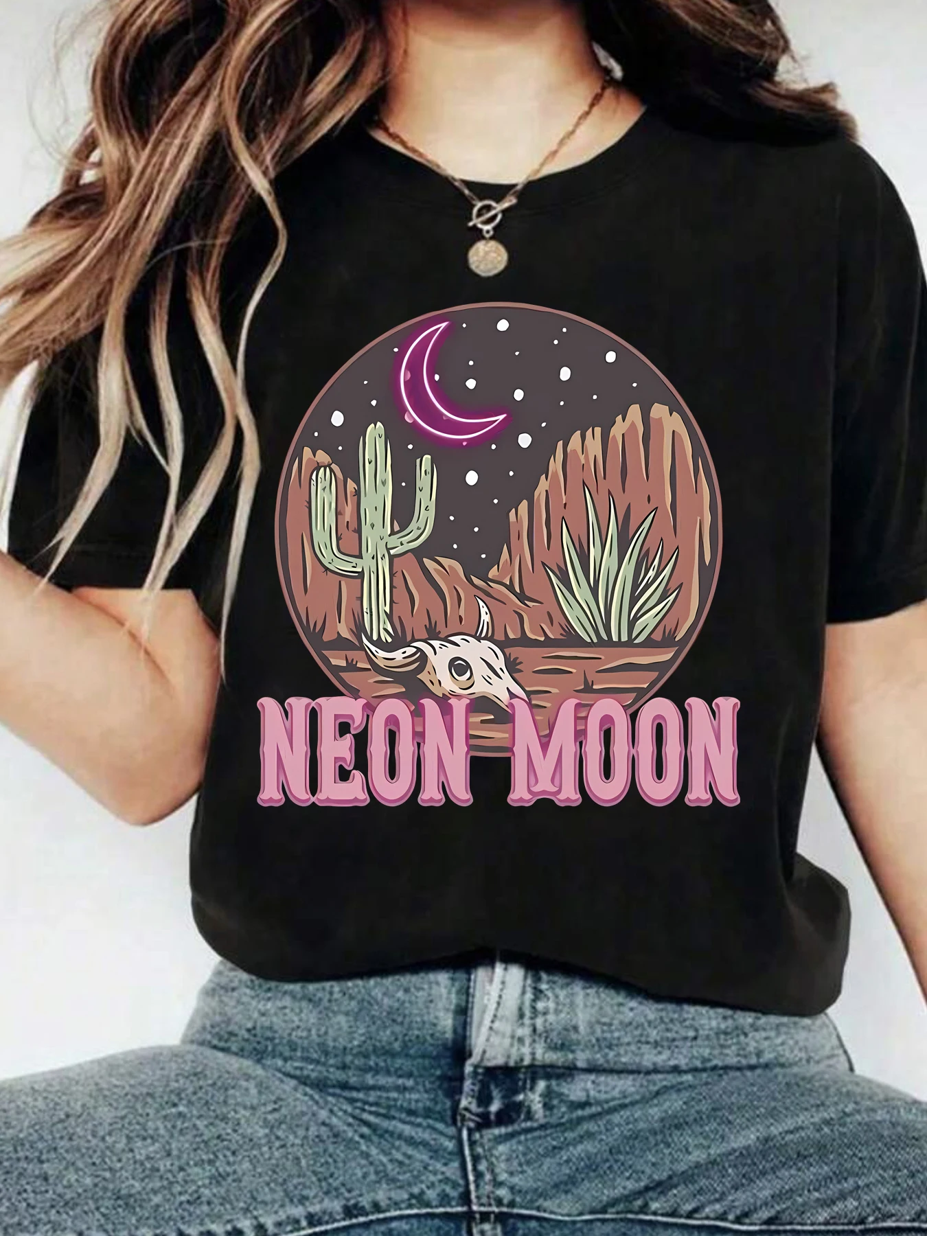 

Cactus pattern round neck plus size women T-shirt short sleeve trend printing elastic half sleeve T-shirt