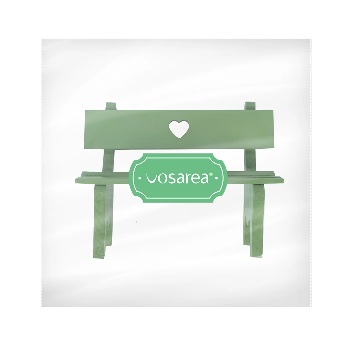

Mini Wooden Bench Green Heart Pattern Decorative Garden Porch Chair Landscape Ornament Photo Booth Prop Home Decor