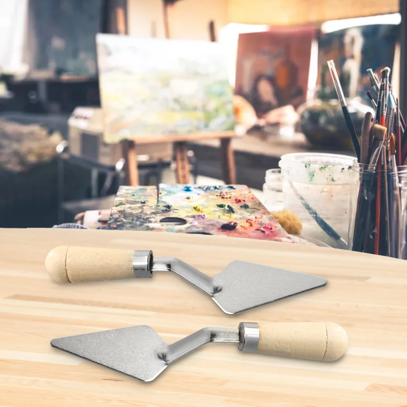 2 Pcs Palette Cutter raschietti in acciaio inox Palette Cutter raschietto Cutter Palette Oil Mix Painter Paint Tool