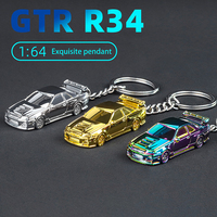 1:64 Scale GTR-R34 RS7 Car Model Toys Car Chain Metal Diecast Keyring Electroplating Painting Keychains Boys Gifts For Friends