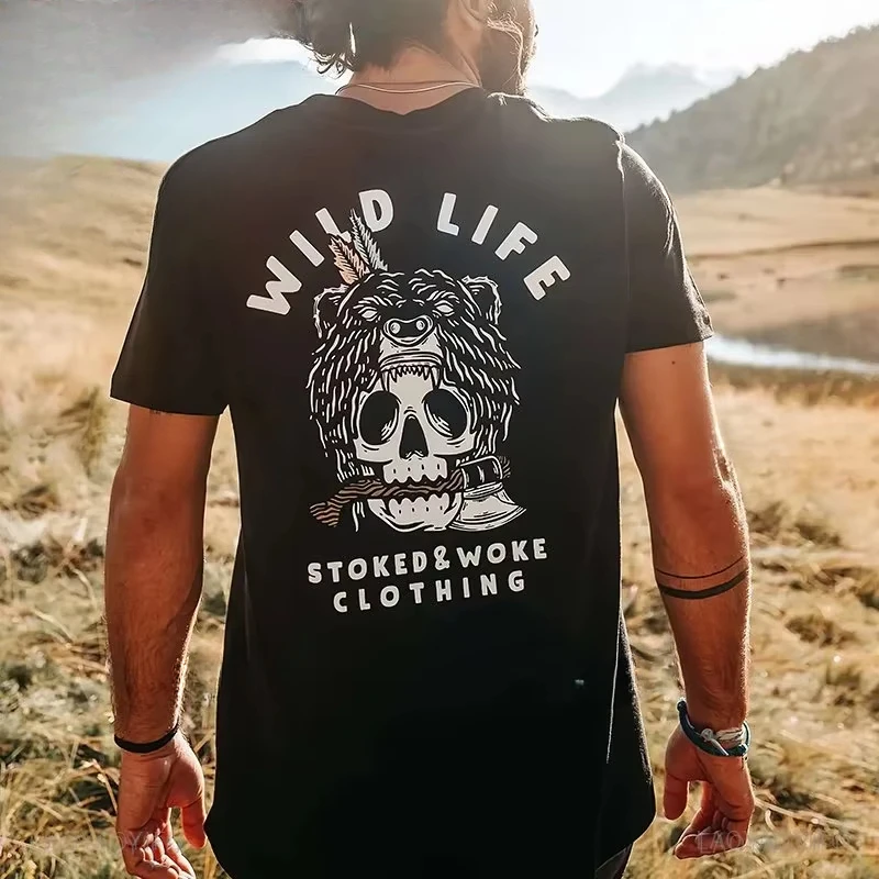 Camisetas de algodón con gráfico de calavera bebiendo cerveza para hombre, estilo Y2K, ropa punk rock de verano, camiseta para fiesta de Halloween