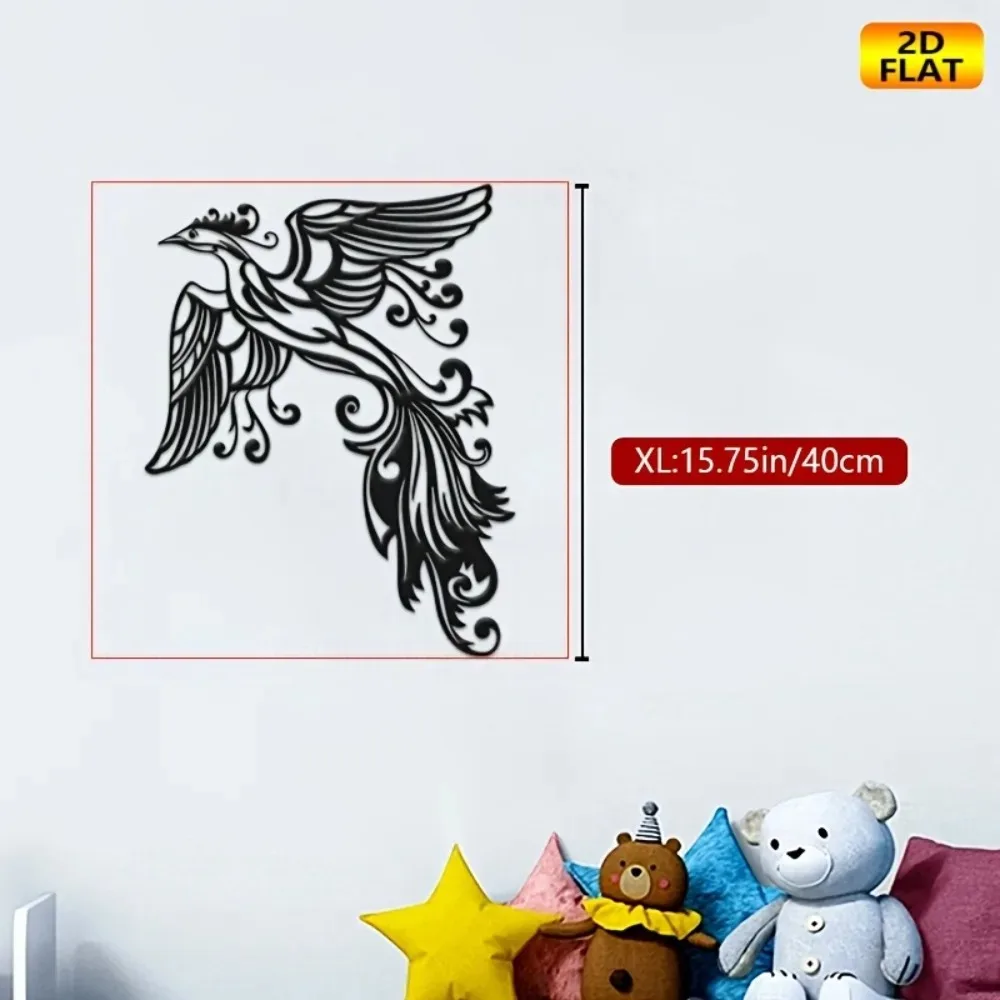 CIFBUY Phoenix Metal Wall Art Creative Gift 2D Flat Hanging Sculpture For Indoor Outdoor Bedroom Patio Balcony Plaque