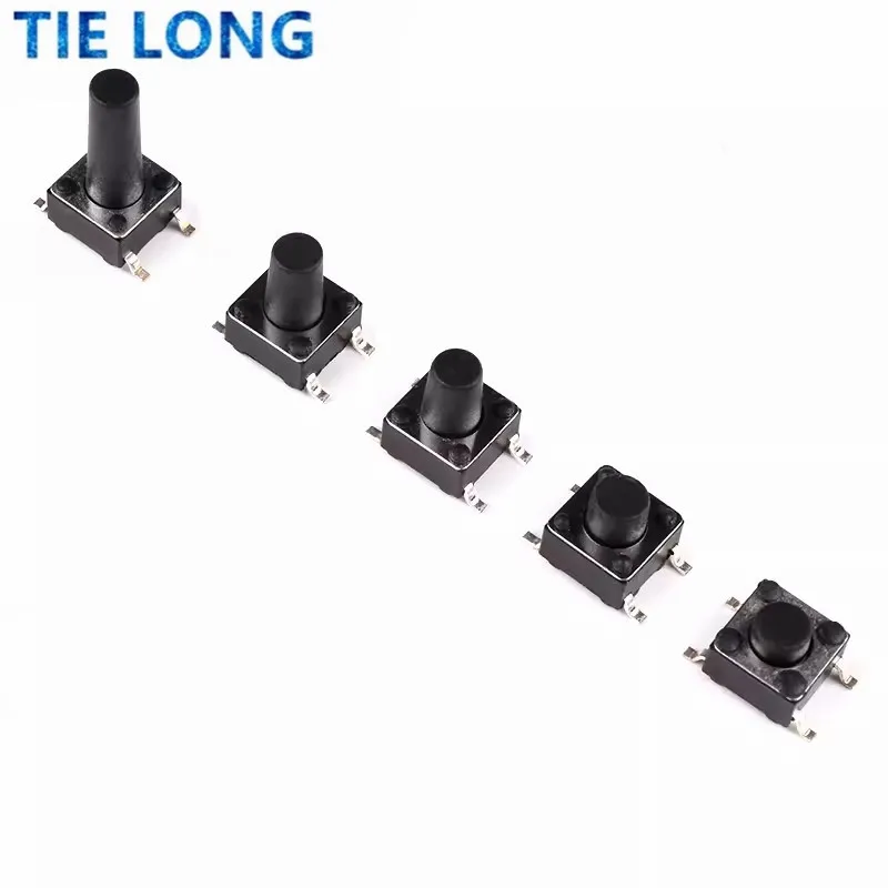 20PCS Tact Push Button Switch 12V Copper 4Pin SMD Micro Switch 6X6X5 4.3 5 5.5 6 7 8 9 10 11 12 13 15MM TV Toys Home Use Button