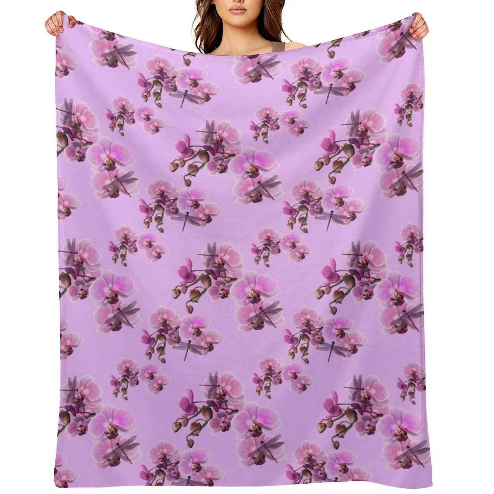 

Orchids and Dragonflies Throw Blanket Extra Large Throw Luxury St anime Hairys Blankets