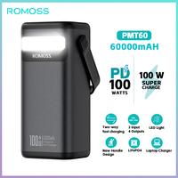 ROMOSS 60000mAh Portable Power Bank 100W Fast Charge External Battery for Laptop Outdoor Power for iPhone Xiaomi Huawei Samsung